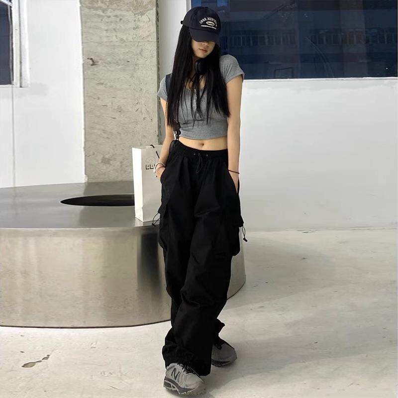 美式高街速干工装裤女春秋季2025新款hiphop宽松休闲阔腿裤子夏季
