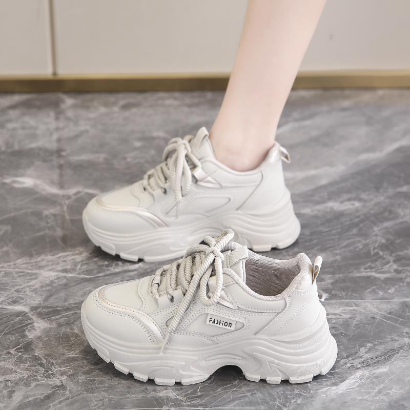 踩屎感34小码厚底老爹鞋女爆款春秋2025年新款皮面防水运动休闲鞋