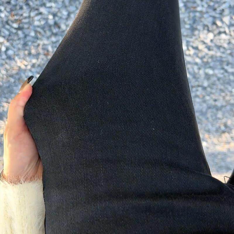 黑色高腰弹力加绒加厚小脚牛仔裤女秋冬显瘦大码小个子九分铅笔裤