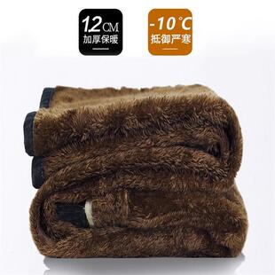 羊羔绒阔腿牛仔裤女秋冬季新款松紧高腰大码女士加绒加厚直筒裤子