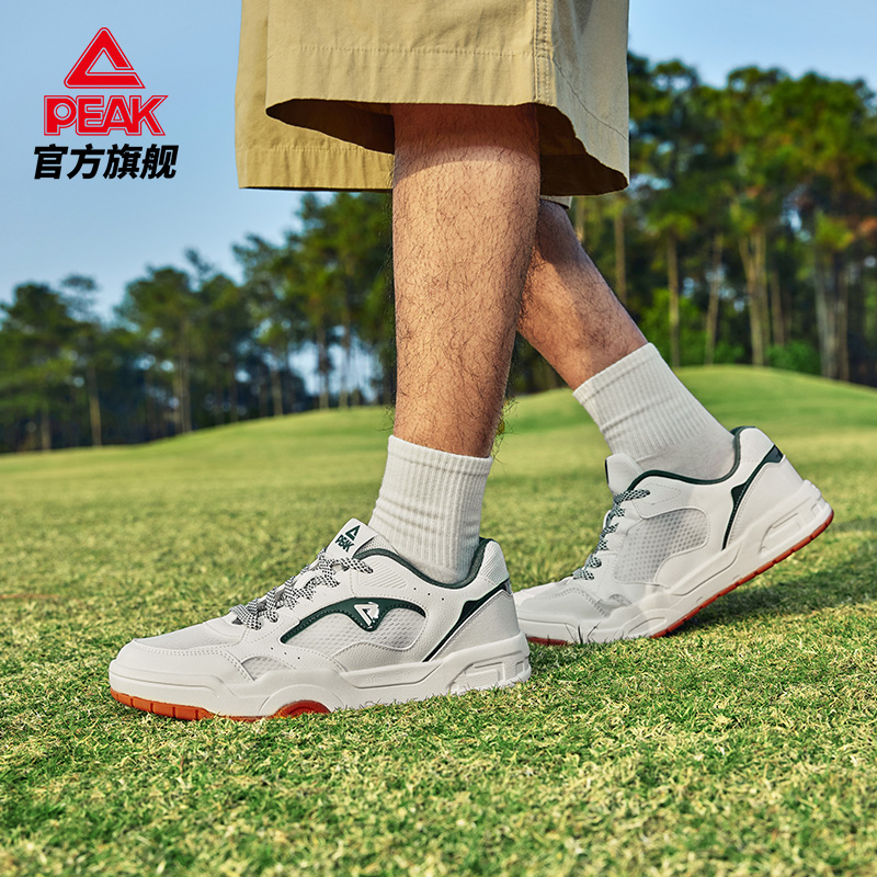匹克留白态极板鞋男鞋夏季季新款平底休闲鞋子网面透气情侣运动鞋