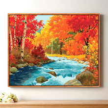 新款diy数字油画风景山水手工绘自己上色涂画填充客厅装饰油彩画