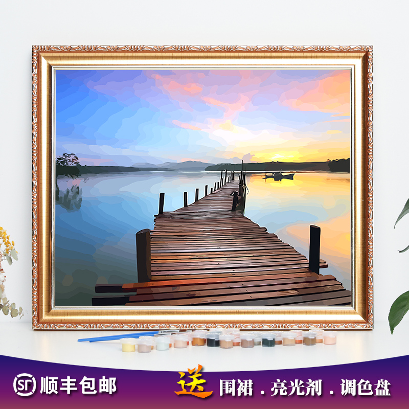 优质欧式diy数字油画风景绘油彩画