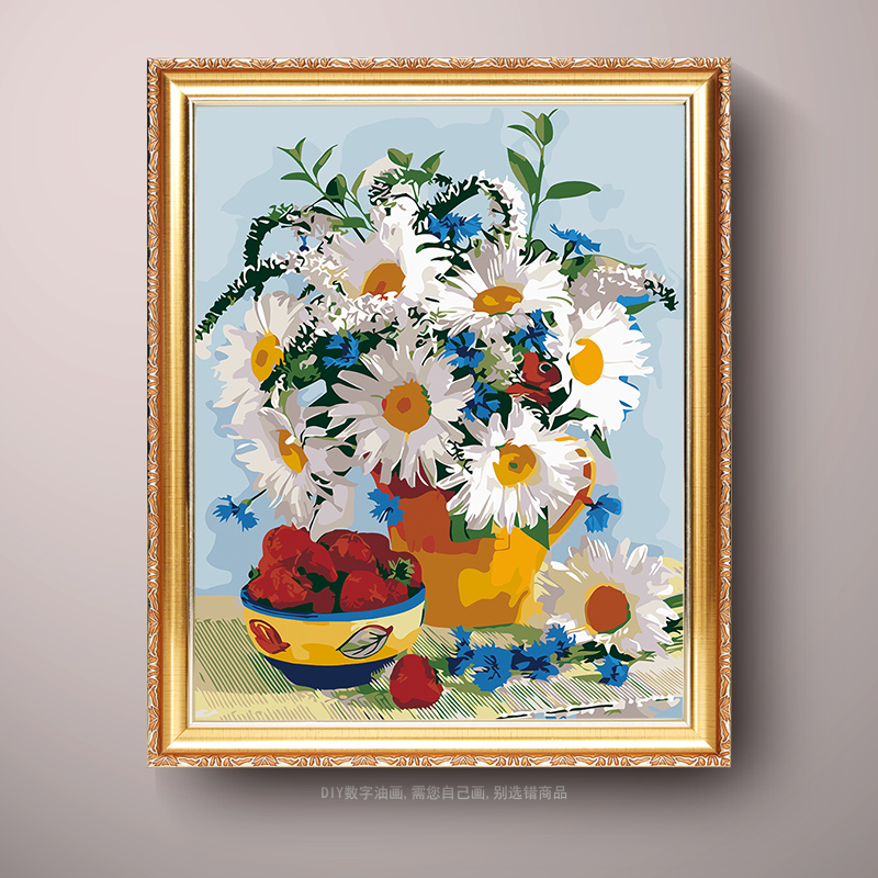新品diy数字油画花卉水果欧式定制手工绘填色填充客厅装饰油彩画图片