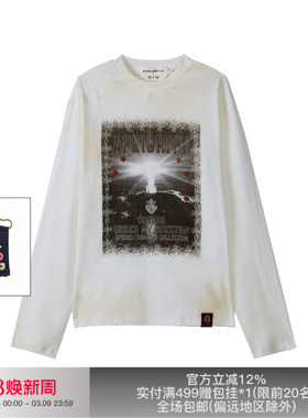 【穆祉丞同款】APRIORITY先验ODVAHA之心做旧水洗印花灯塔长袖T恤