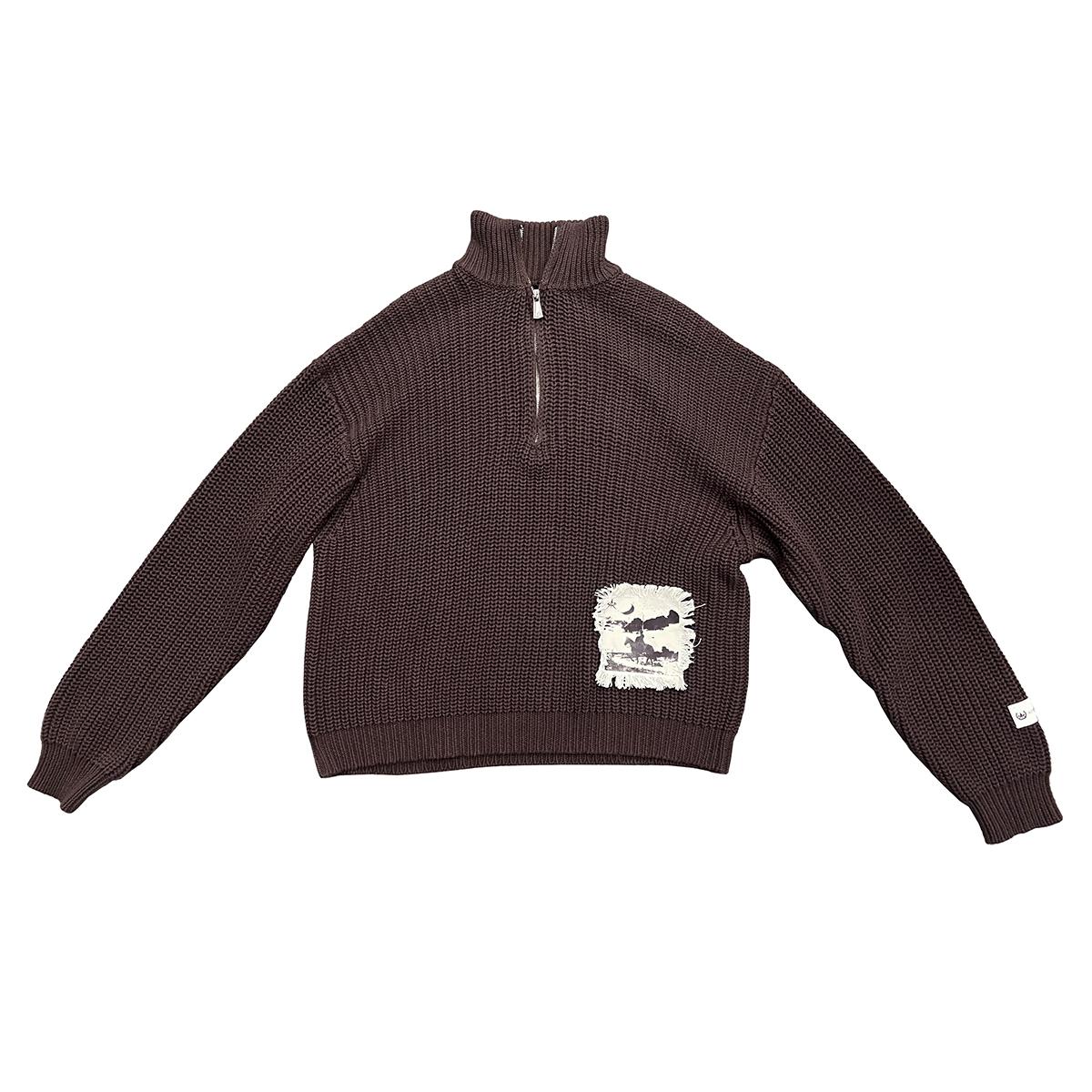 APRIORITY先验 棕色高领粗毛线定制拔须贴布绣高领毛衣