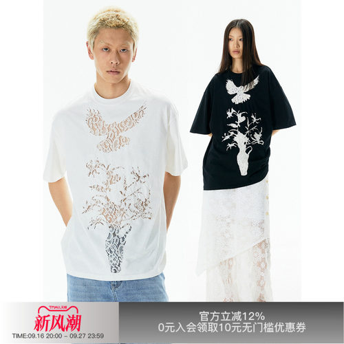 APRIORITY先验飞鸟蕾丝短袖T恤