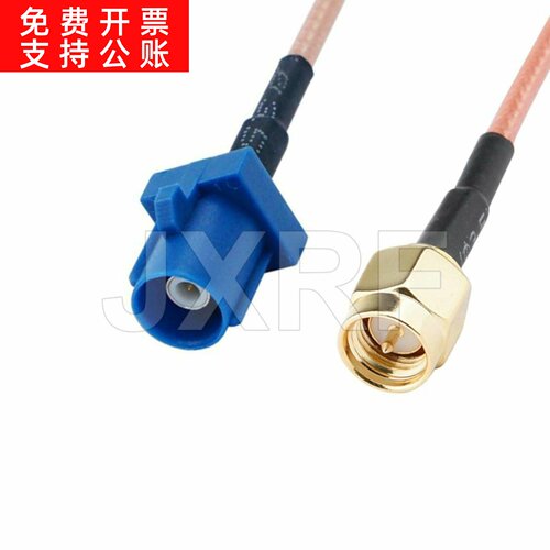 聚速通JXRF连接器FAKRA C型公蓝转SMA公线束/连接线/端子线RG316