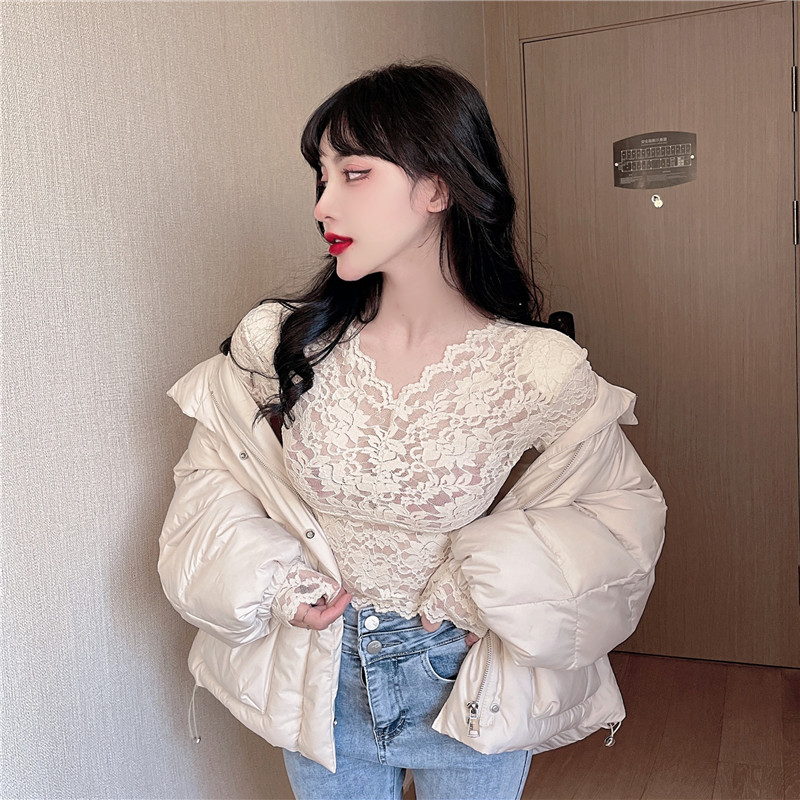 Real price 2021 new French sexy lace top for women