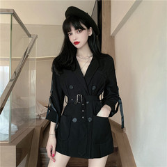 Real price 2020 new French design sense small crowd exploding Street Hepburn style medium length casual suit coat