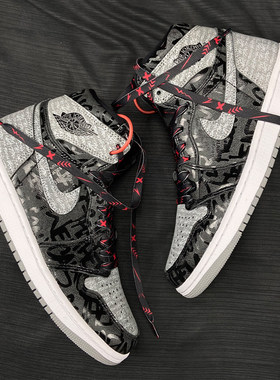 原创鞋带适配Nike耐克aj1黑灰叛逆禁穿篮球鞋绳男女款配饰扁平款