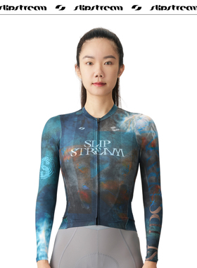 Slipstream 骑行服长袖 Exp 女款印花款四季防晒透气上衣湖影蓝
