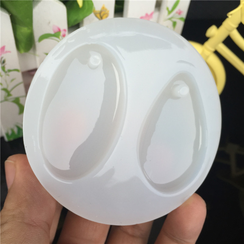 仙菲梦全镜面DIY带孔水滴椭圆形滴胶水晶胶宝石吊坠胎毛硅胶模具