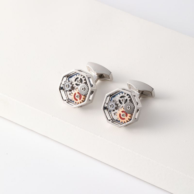 八角齿轮衬衫袖扣轻奢节日礼物