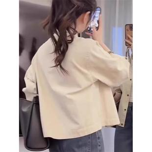 MONLOUVE高级感气质小个子立领外套女短款休闲宽松上衣衬衫2025春