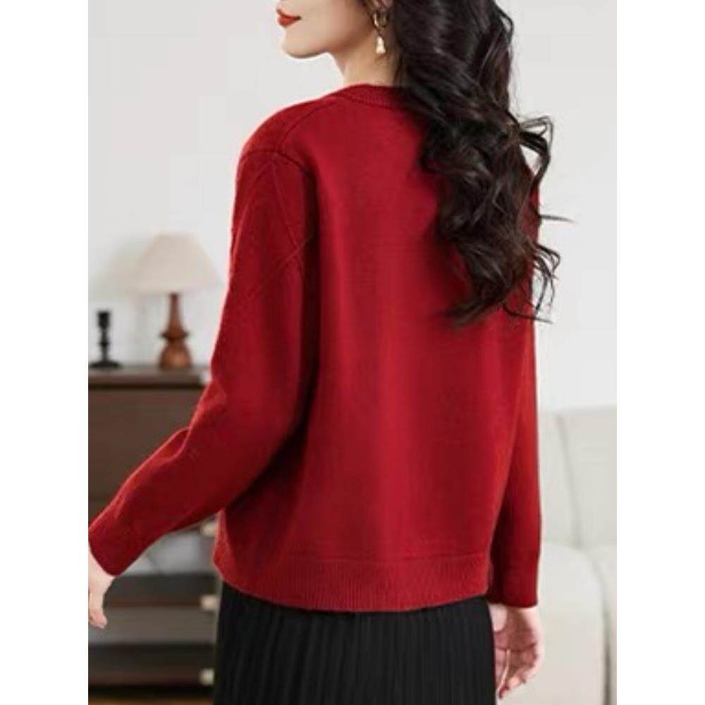 MONLOUVE高级感洋气减龄针织开衫女小个子配裙子外搭毛衣外套2025