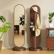 旋转立式可移动穿衣镜全身落地镜家用卧室挂衣帽架镜子一体试衣镜