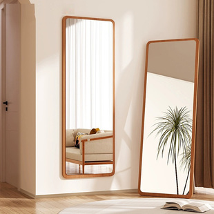 全身镜家用穿衣镜卧室落地镜简约高清试衣镜原木风宿舍壁挂大镜子