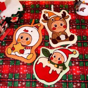 圣诞星星人擦手巾挂式可爱大号超强吸水加厚厨房卫生间小方巾手帕