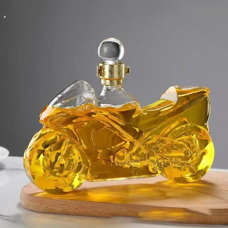 高硼硅玻璃醒酒器高档工艺手工制作豪华摩托车造型透明密封泡酒瓶