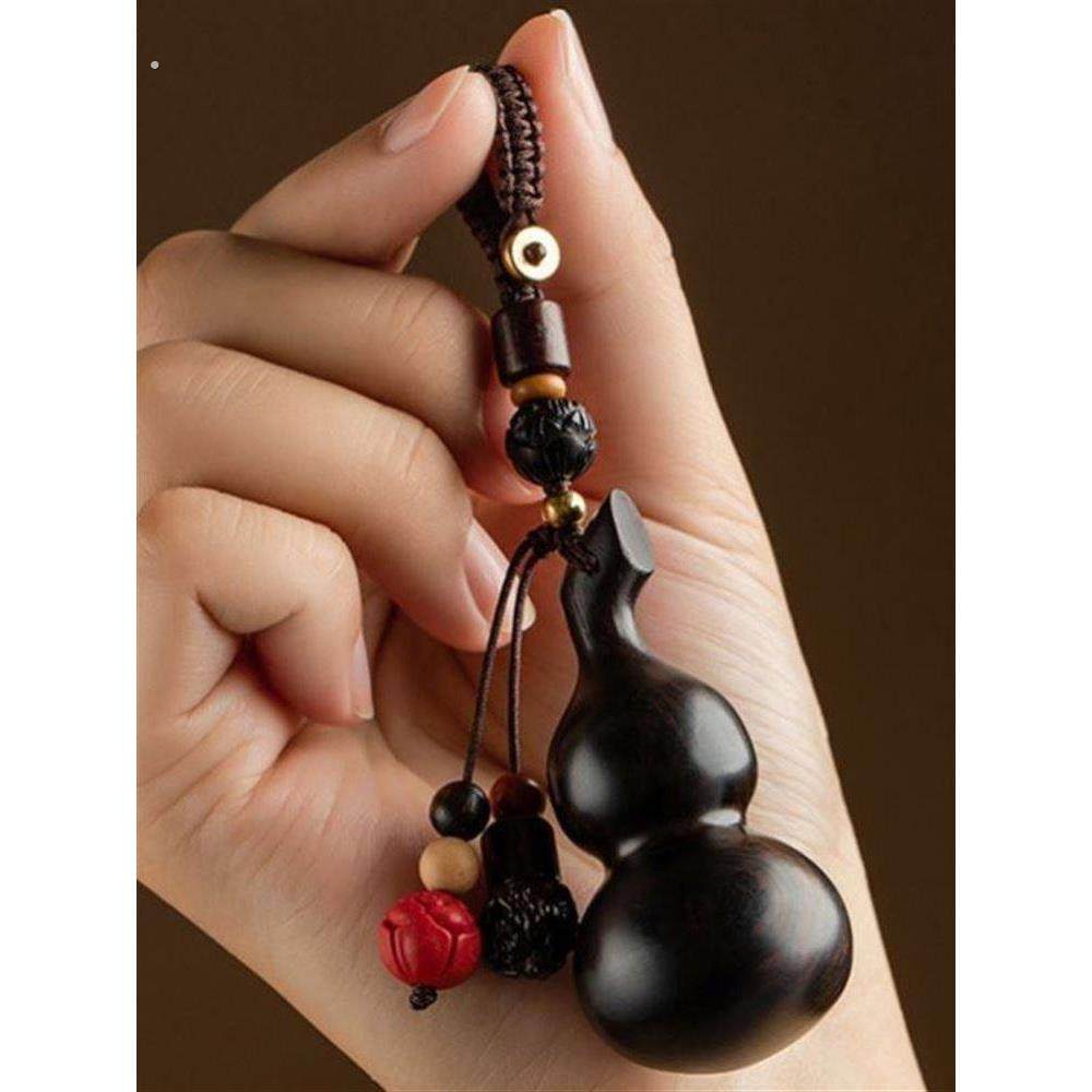 紫檀木小葫芦汽车钥匙扣挂件创意高档平安转运男女可爱挂坠炼绳饰