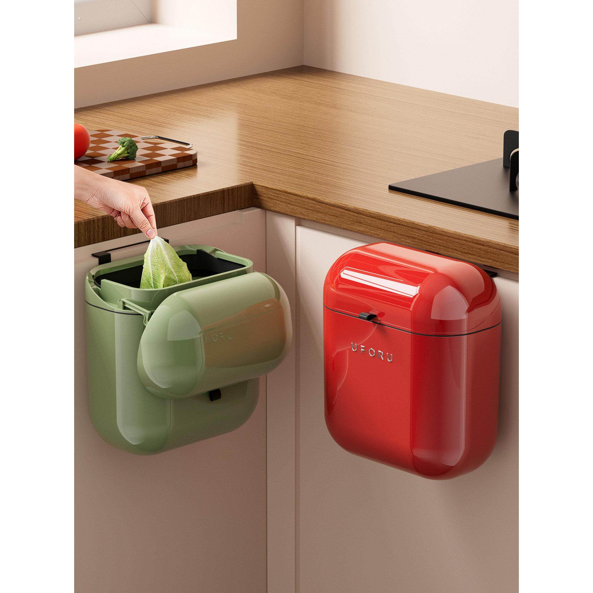 垃圾桶壁挂式厨房家用新款免弯腰高颜值卫生间带盖收纳桶厕所纸篓