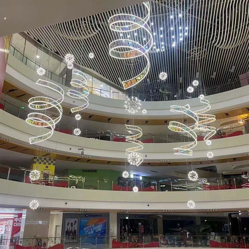 商场中庭吊饰购物中心幻彩装饰天井装饰春季美陈商场灯光亮化定制