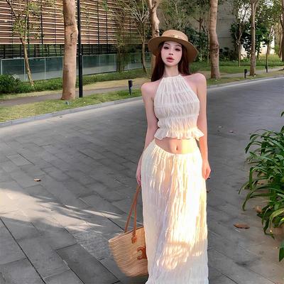 比基尼泳衣女2025新款法式分体高腰两件套性感纯欲小胸沙滩度假裙