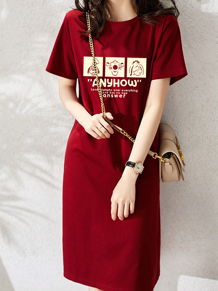 通勤A裙纤维文字字母扎染中长款