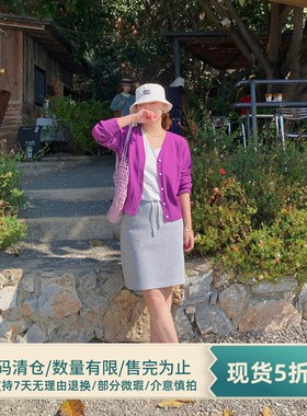 333sss 春天的紫色～显白v领长袖针织衫开衫女短款上衣