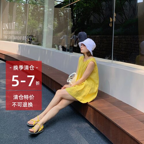 眼前一亮！设计感中长款无袖衬衫露背亚麻背心宽松休闲套头女上衣