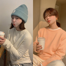 333sss 舒适一体绒～加厚加绒白色小立领圆领长袖打底衫内搭T恤女