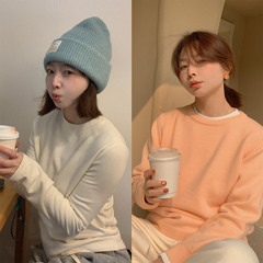 333sss 舒适一体绒～加厚加绒白色小立领圆领长袖打底衫内搭T恤女