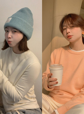 333sss 舒适一体绒～加厚加绒白色小立领圆领长袖打底衫内搭T恤女