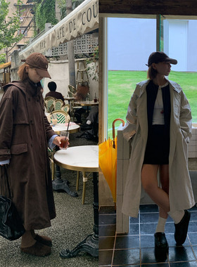 333sss 重磅高品质 天丝棉宽松可拆帽长款风衣外套女大衣