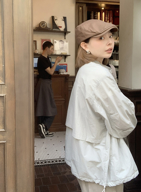 333sss 轻薄！宽松长袖防晒外套女夏轻薄工装风冲锋衣白色灰色