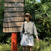 miu系老钱～拼色条纹翻领polo衫 长袖 针织衫 333sss 上衣女春装