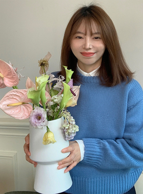 爱si这个蓝~333sss春秋加厚保暖圆领套头毛衣女短款上衣156小个子