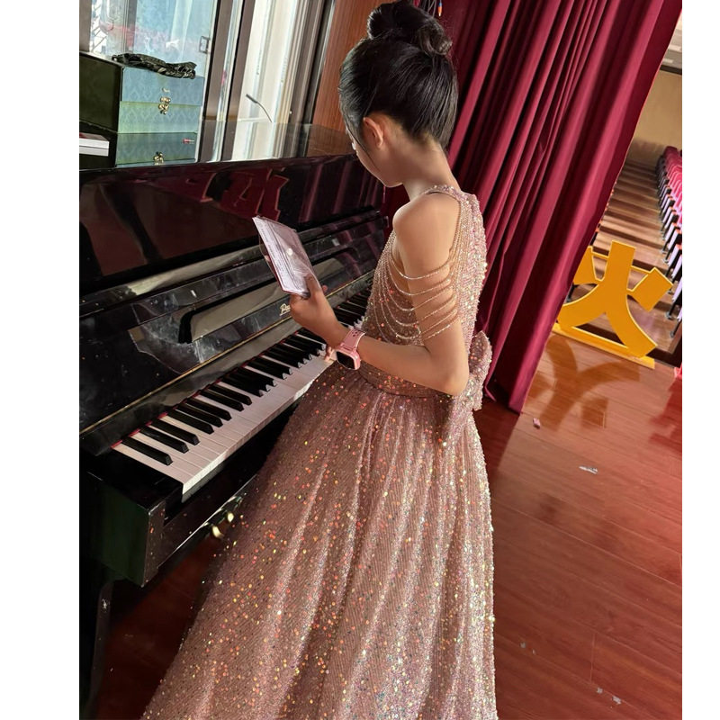 儿童礼服公主裙女童生日走秀钢琴演奏演出服小主持人高级感礼服裙
