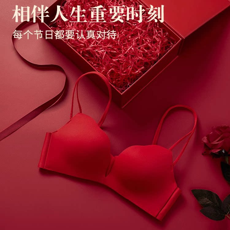 维多利亚内衣女小胸聚拢显大性感红色本命年文胸内裤套装结婚新娘