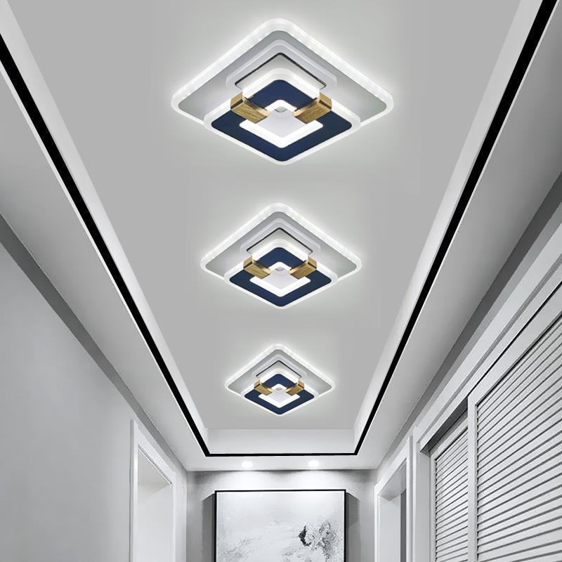 现代简约轻奢过道走廊灯LED入户玄关门厅灯 嵌入式方形阳台吸顶灯