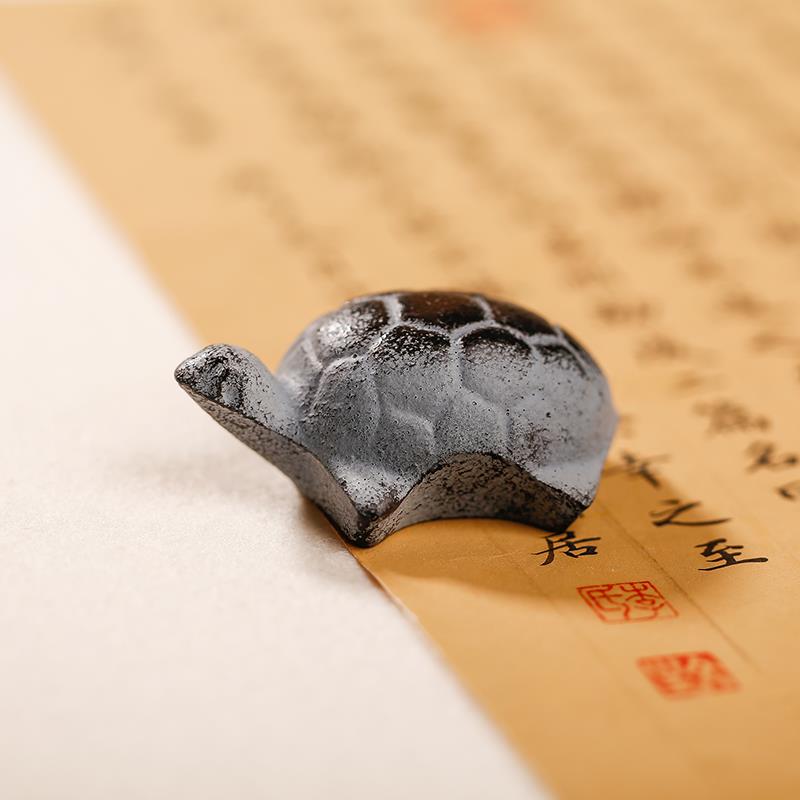 创意龟形铸铁镇尺镇纸小学生金属文房毛笔书法可爱小摆件笔置笔搁