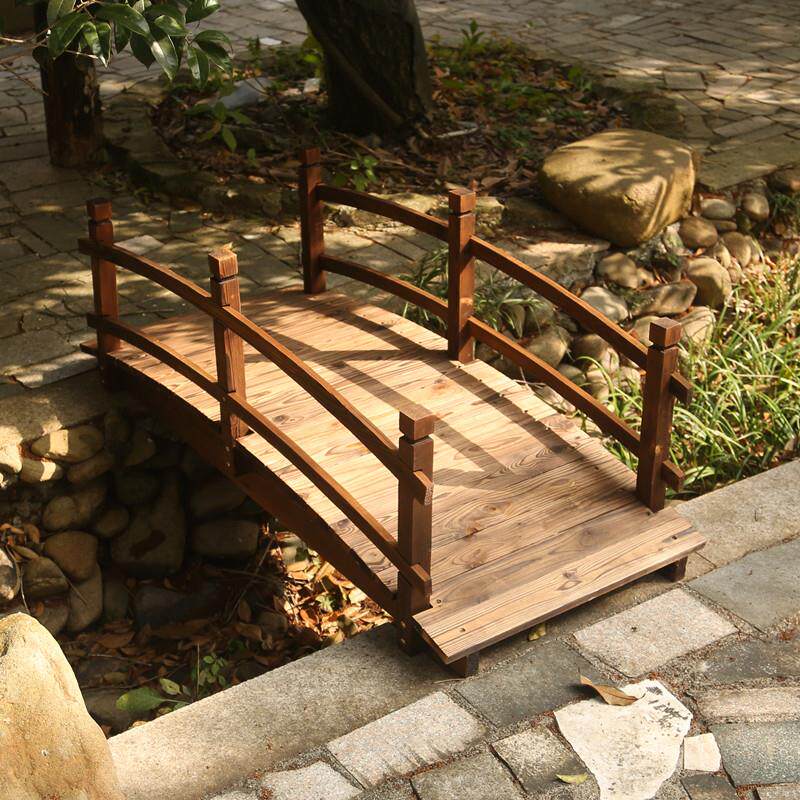 可拆装碳化木拱桥 实木庭院景观桥 田园风格防腐木桥 室内外通用