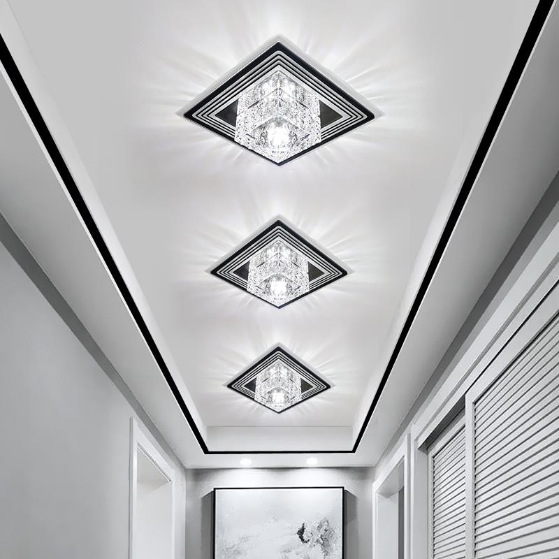 现代简约水晶过道灯走廊灯嵌入式玄关阳台灯明装暗装入户门厅灯