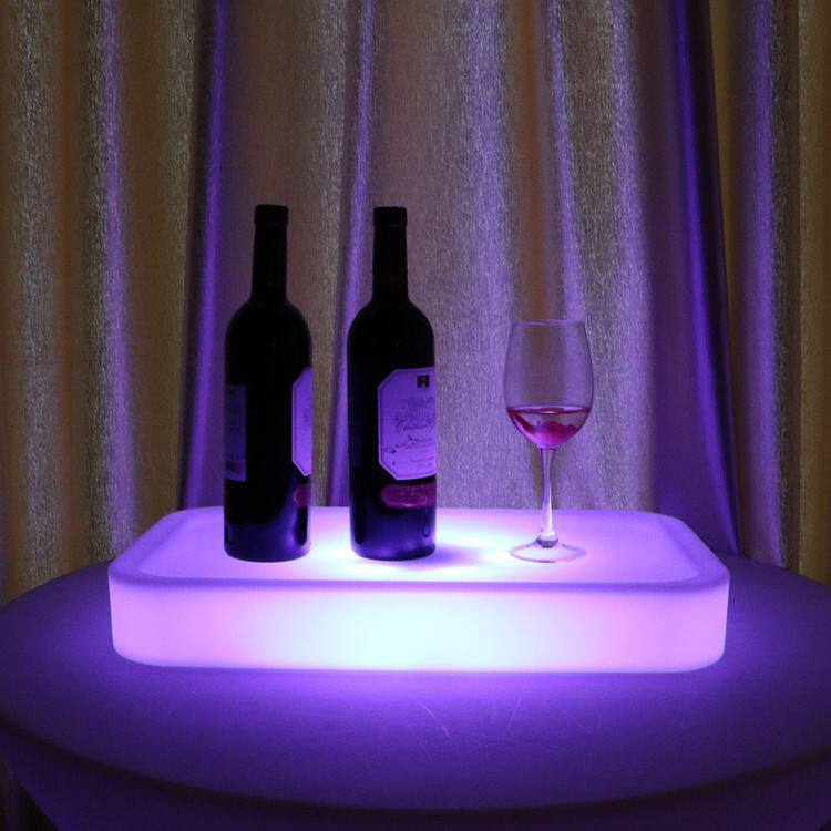 led发光酒盘酒店酒吧ktv清吧酒托防水防摔啤酒长方形七彩发光托盘