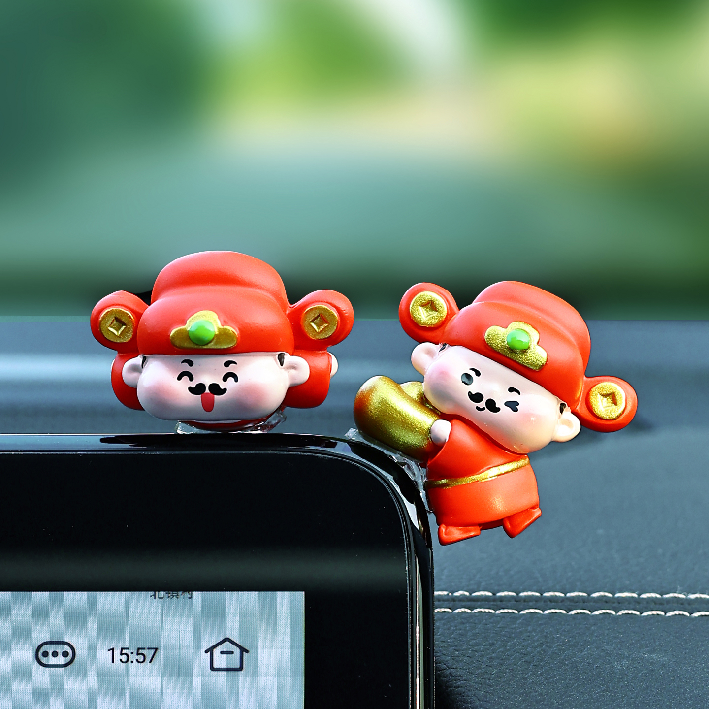 招财寓意财神摆件车载中控屏装饰