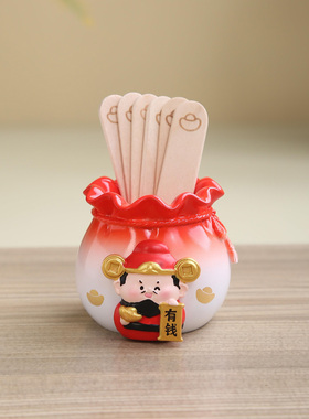 八方来财神摇签笔筒办公室桌面装饰旺财摆件实用玄学好物招财礼物