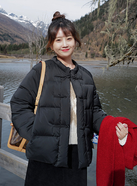 INNQ【国风系列】人气复活三防面料黑色新中式盘扣90白鸭羽绒服女