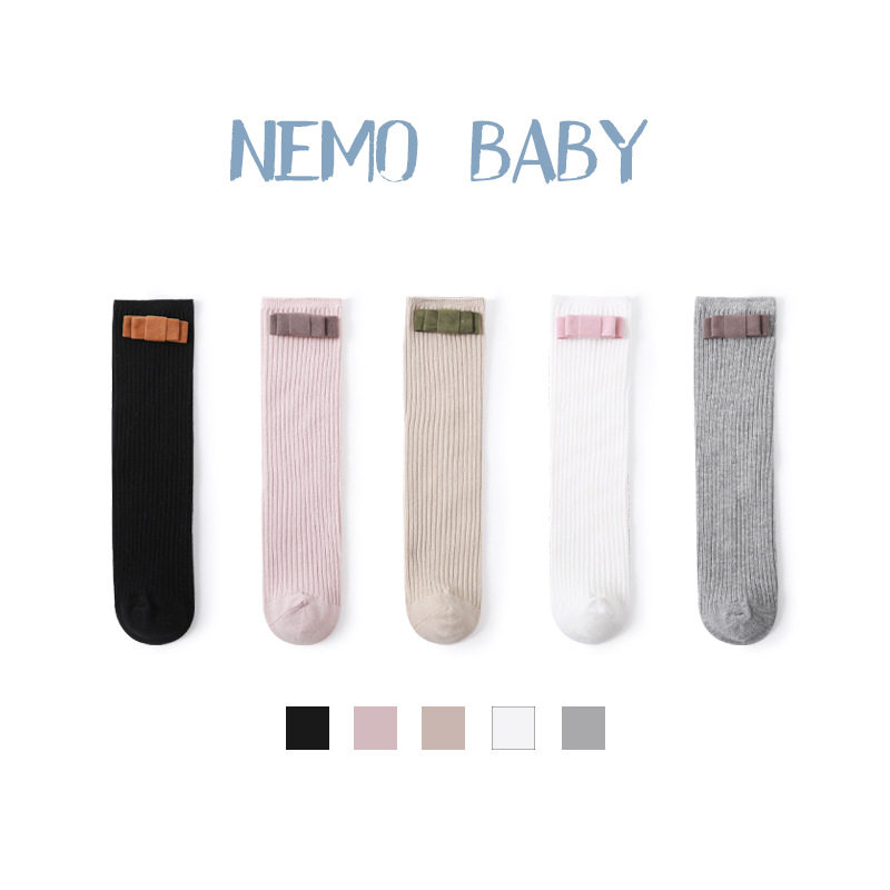 20年新款儿童袜子春秋季韩版蝴蝶结女童无跟长筒袜精梳棉宝宝袜潮