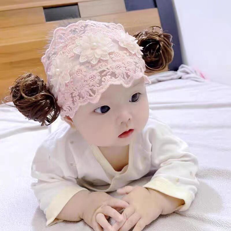 女宝宝发带护囟门新生儿假发头饰婴儿发饰女孩珍珠花朵公主发箍韩